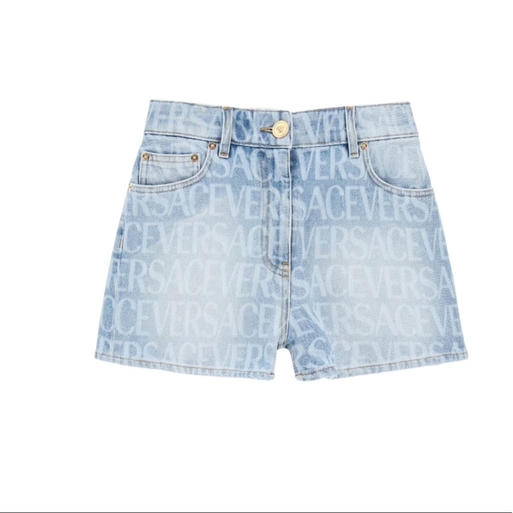 Versace monogram logo denim shorts Size 27 for Women nwt